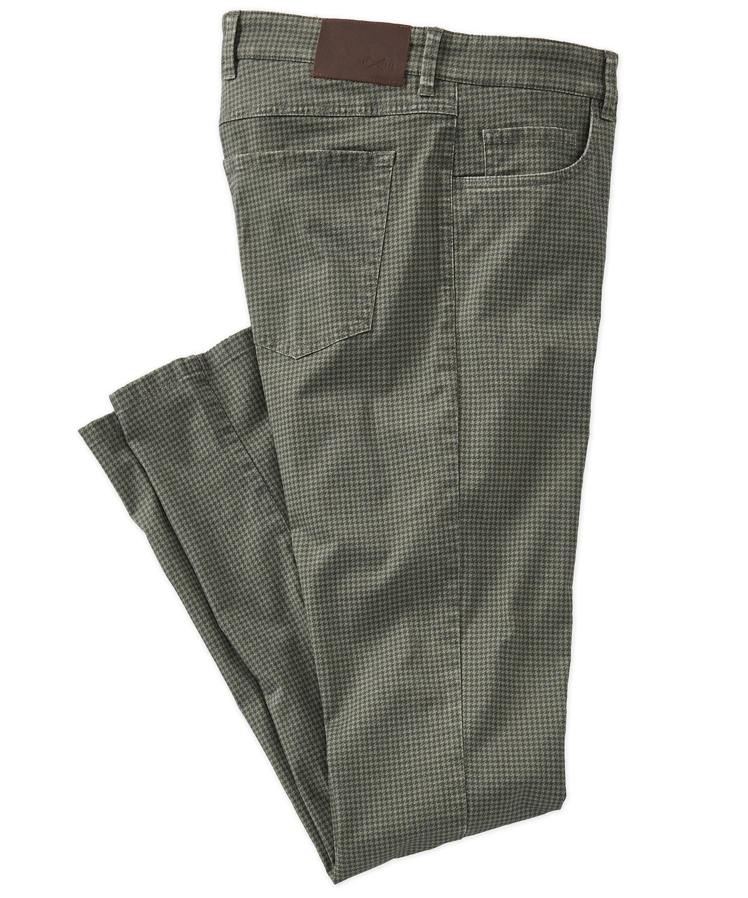 Houndstooth Check Twill 5-Pocket Pants in Olive (Crescent Modern Fit) by Ballin