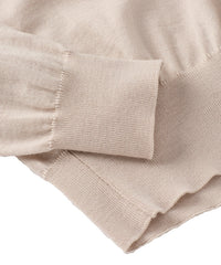 Italian Pure Merino Wool Quarter-Zip Sweater in Beige by Borgo28