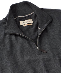 Italian Pure Merino Wool Quarter-Zip Sweater in Dark Grey Mélange by Borgo28