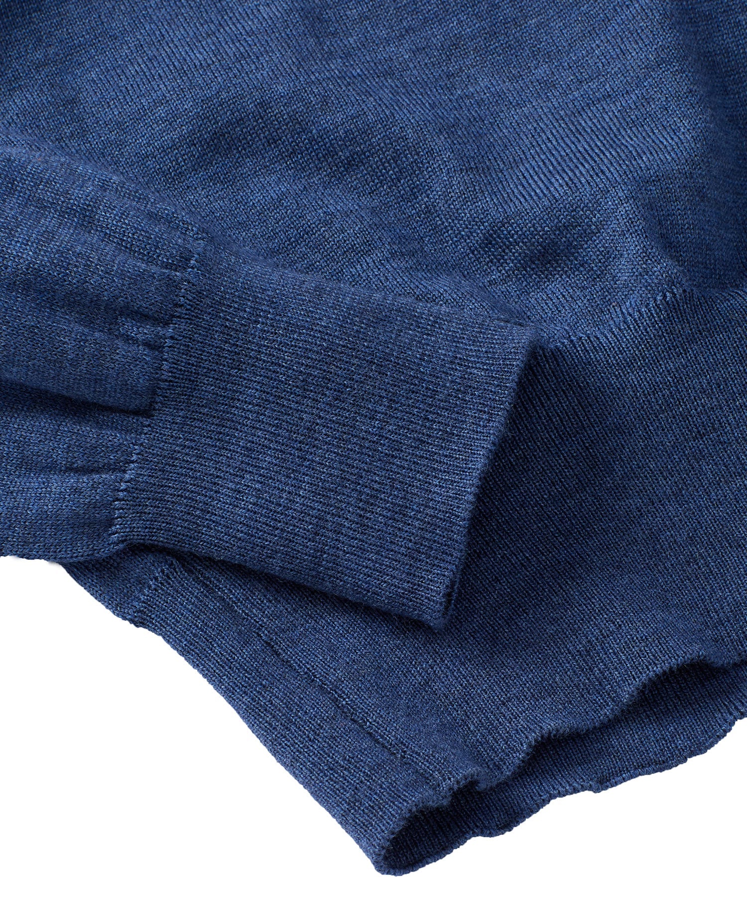Italian Pure Merino Wool Quarter-Zip Sweater in Deep Blue Mélange by Borgo28