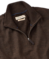 Italian Pure Merino Wool Quarter-Zip Sweater in Friar Brown Mélange by Borgo28