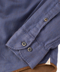 Italian Mini Waffle-Weave Long-Sleeve Sport Shirt in Blue by Borgo28