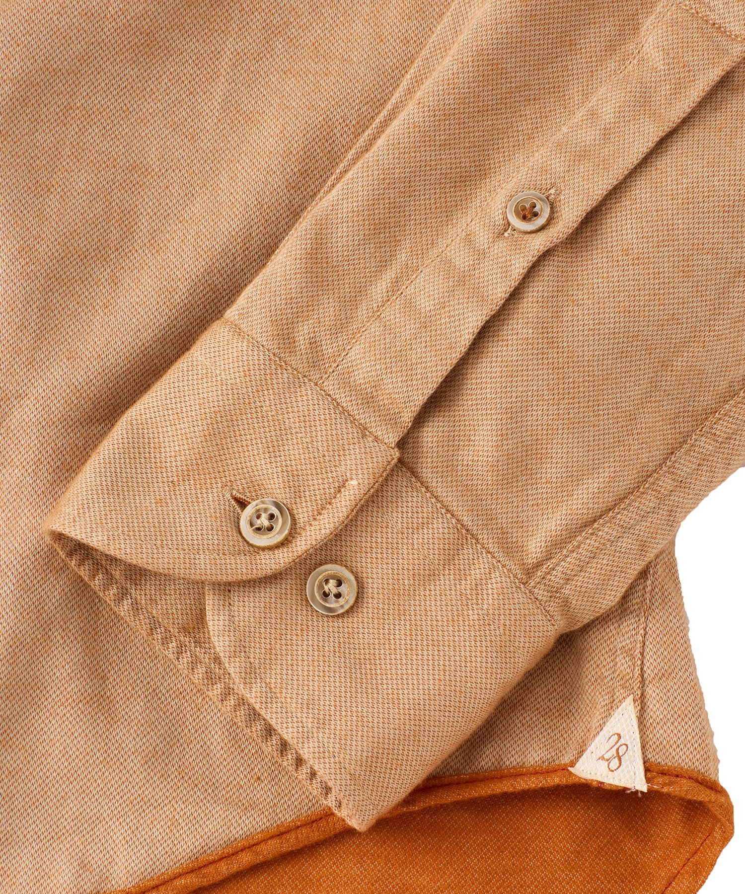 Italian Mini Waffle-Weave Long-Sleeve Sport Shirt in Tan by Borgo28