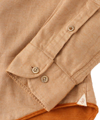 Italian Mini Waffle-Weave Long-Sleeve Sport Shirt in Tan by Borgo28