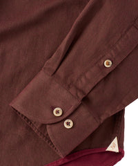 Italian Mini Waffle-Weave Long-Sleeve Sport Shirt in Brown by Borgo28
