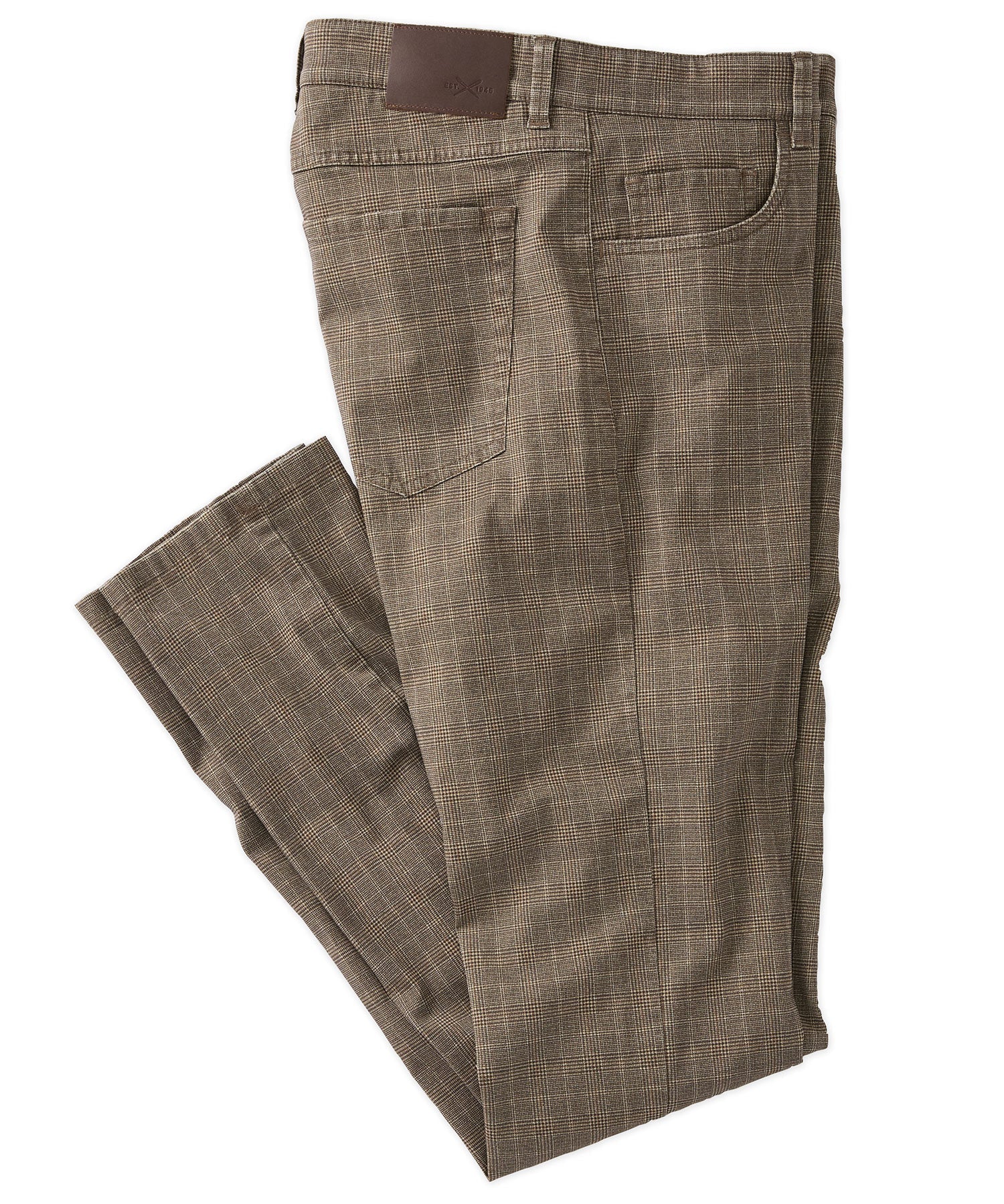 Plaid Twill 5-Pocket Pants in Brown (Crescent Modern Fit) by Ballin
