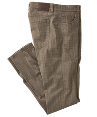 Plaid Twill 5-Pocket Pants in Brown (Crescent Modern Fit) by Ballin