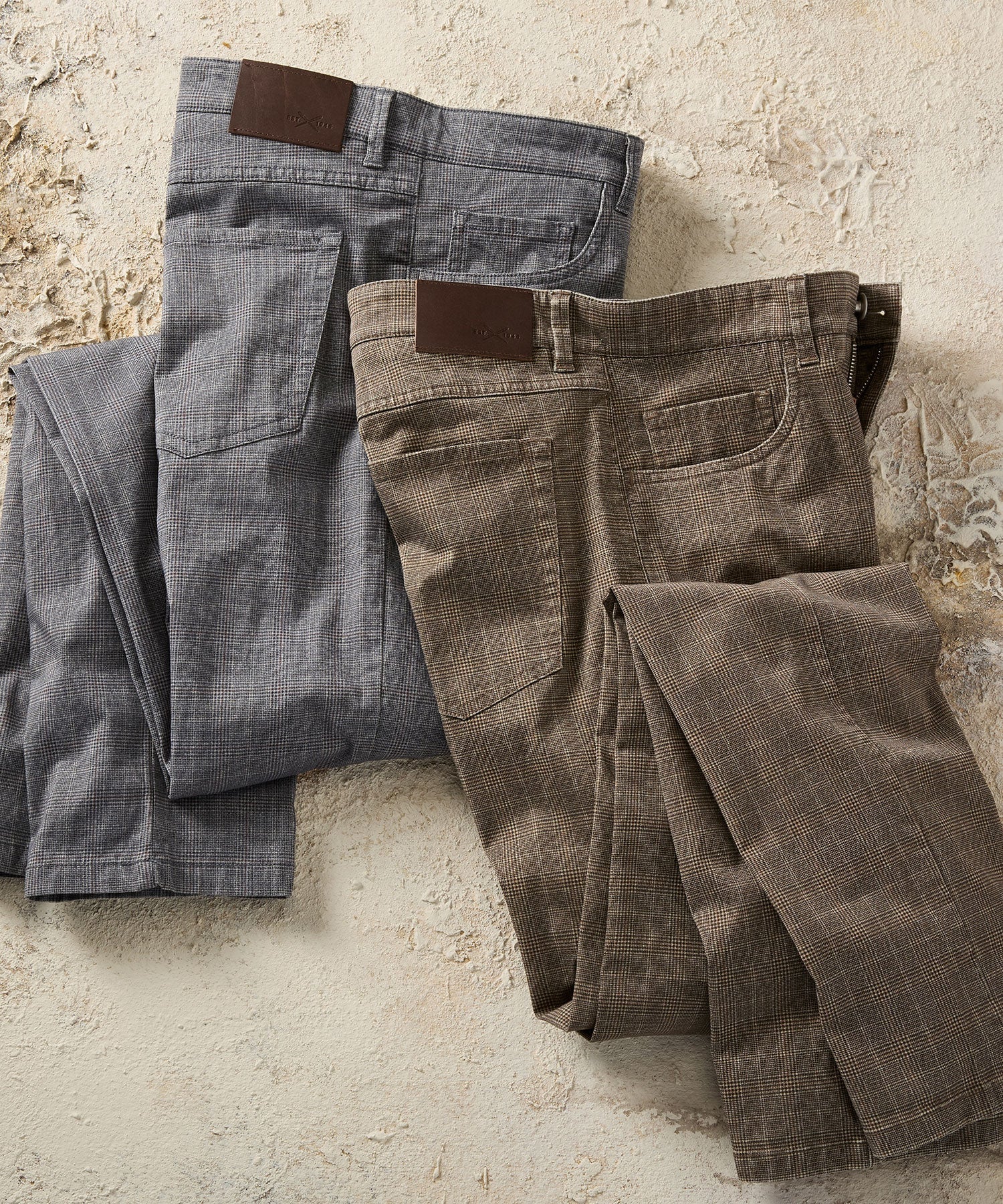 Plaid Twill 5-Pocket Pants in Brown (Crescent Modern Fit) by Ballin