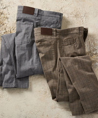 Plaid Twill 5-Pocket Pants in Brown (Crescent Modern Fit) by Ballin