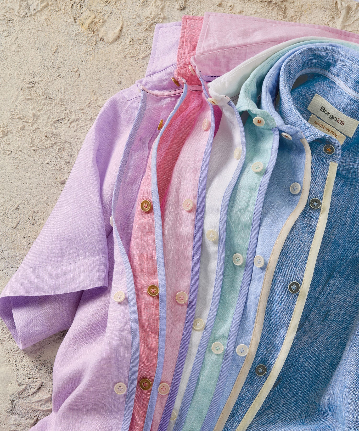 Italian Linen Short Sleeve Sport Shirt in Choice of Colors by Borgo28