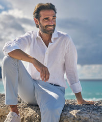 Italian Linen Long Sleeve Sport Shirt in Choice of Colors by Borgo28