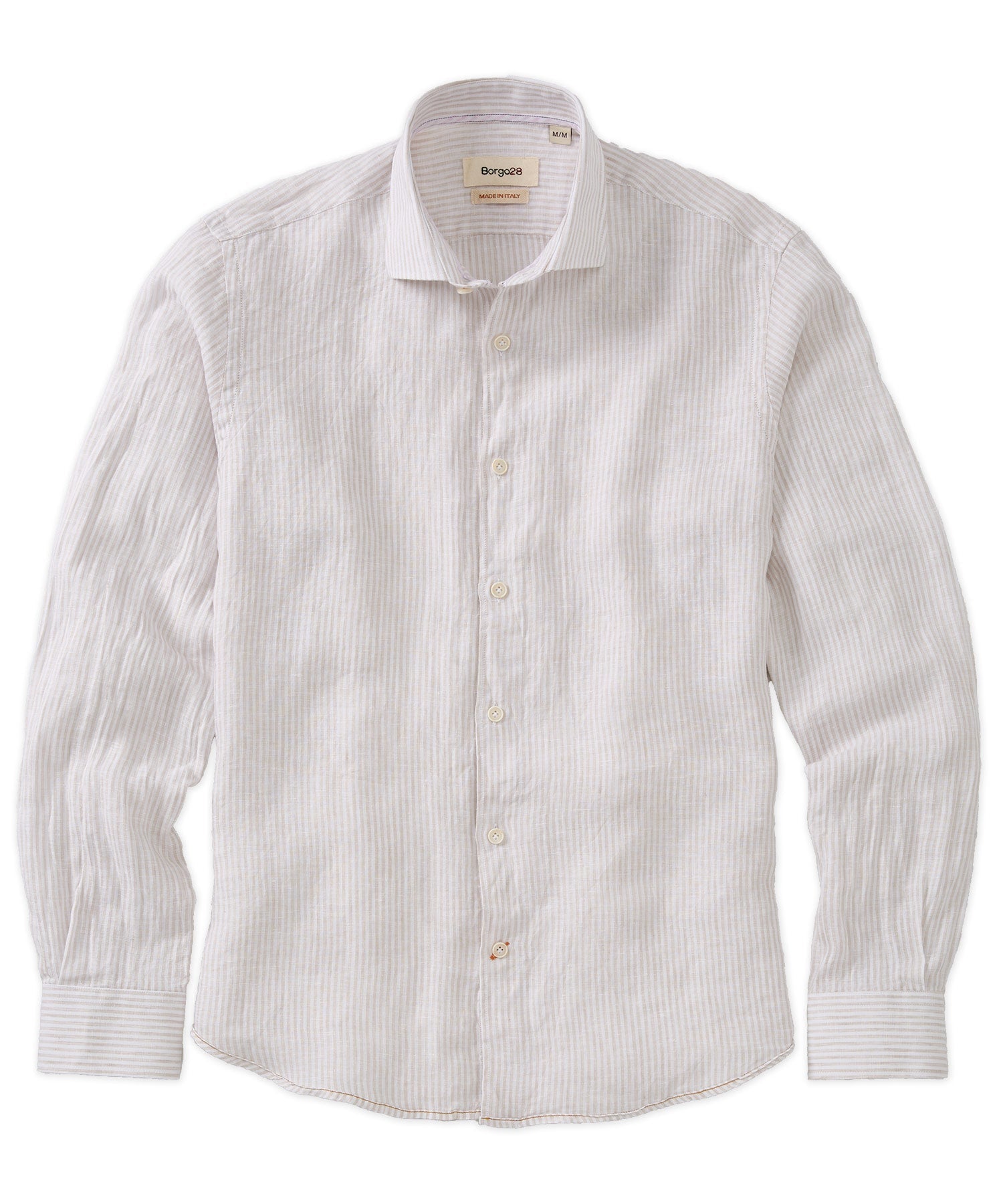 Italian Striped Linen Long Sleeve Sport Shirt in Choice of Colors by Borgo28