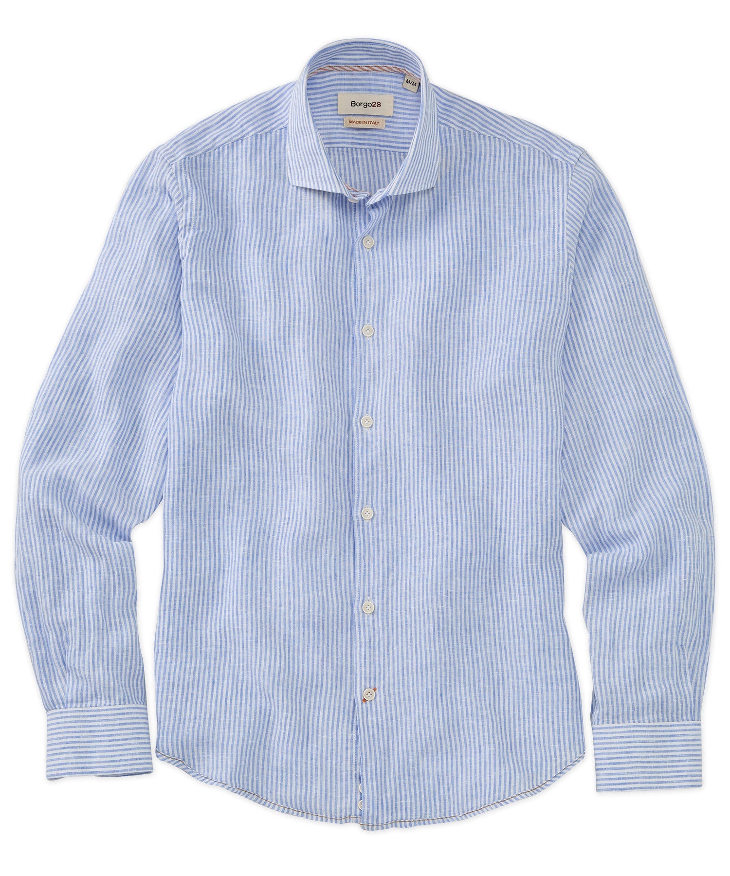 Italian Striped Linen Long Sleeve Sport Shirt in Choice of Colors by Borgo28