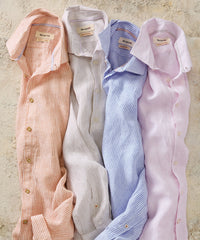 Italian Striped Linen Long Sleeve Sport Shirt in Choice of Colors by Borgo28