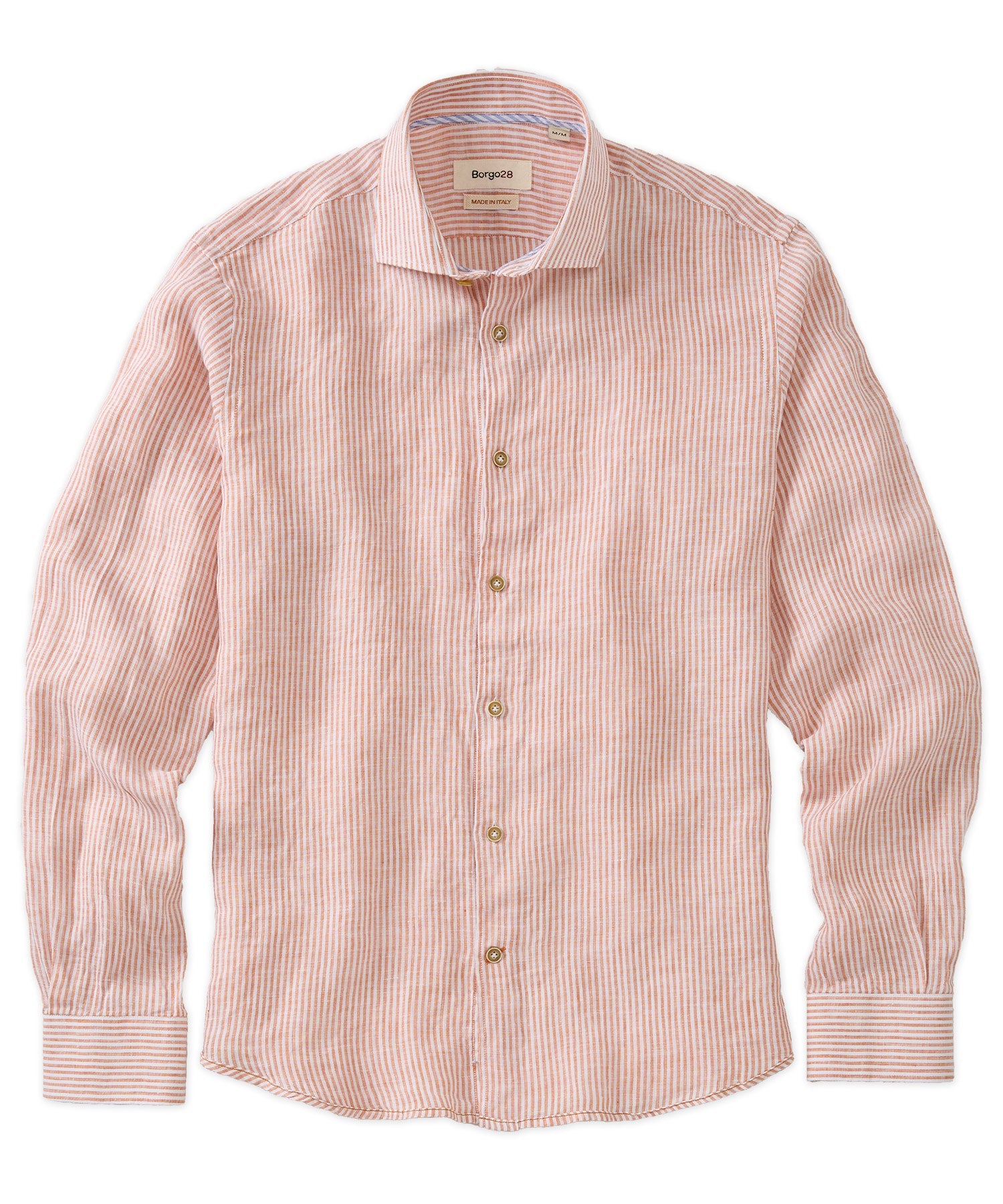 Italian Striped Linen Long Sleeve Sport Shirt in Choice of Colors by Borgo28