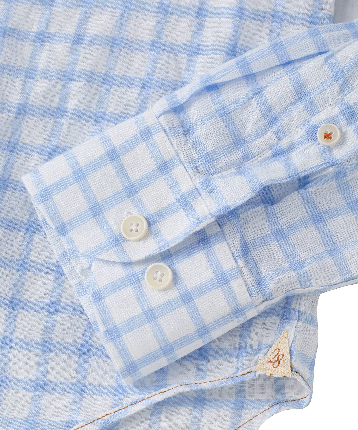 Italian Windowpane Plaid Linen Long-Sleeve Sport Shirt in Light Blue by Borgo28