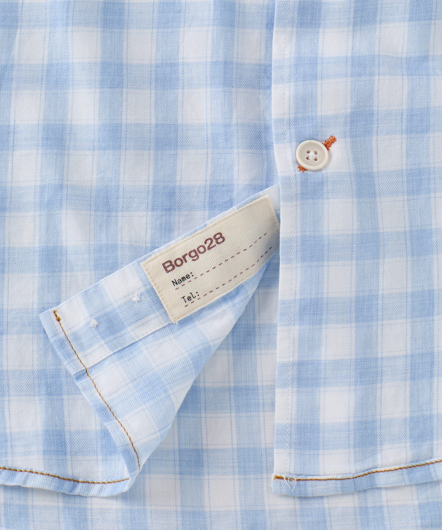 Positano Plaid Cotton Long-Sleeve Sport Shirt in Light Blue by Borgo28