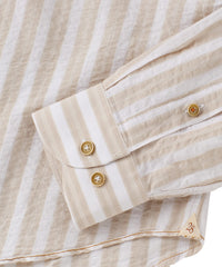 Italian Island Stripe Long Sleeve Sport Shirt in Sand by Borgo28