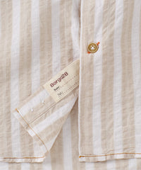 Italian Island Stripe Long Sleeve Sport Shirt in Sand by Borgo28
