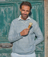 Reversible Linen-Cotton Crewneck Sweater in Choice of Colors by Borgo28