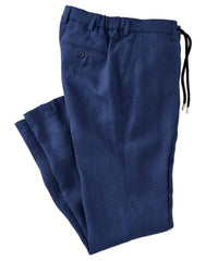 Linen Chambray Twill Drawstring Pants in Choice of Colors (Arona Modern Fit) by Ballin