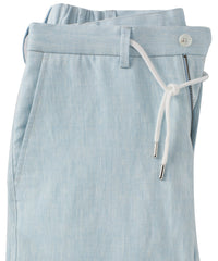 Linen Chambray Twill Drawstring Pants in Choice of Colors (Arona Modern Fit) by Ballin
