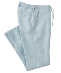 Linen Chambray Twill Drawstring Pants in Choice of Colors (Arona Modern Fit) by Ballin