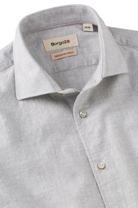Italian Twill Flannel Long Sleeve Sport Shirt in Grey by Borgo28