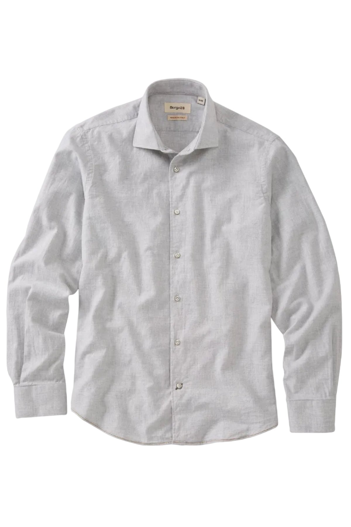Italian Twill Flannel Long Sleeve Sport Shirt in Grey by Borgo28