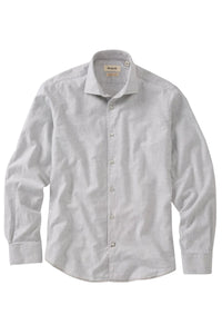 Italian Twill Flannel Long Sleeve Sport Shirt in Grey by Borgo28