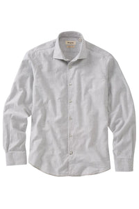 Italian Twill Flannel Long Sleeve Sport Shirt in Grey by Borgo28