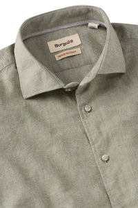 Italian Twill Flannel Long Sleeve Sport Shirt in Olive by Borgo28