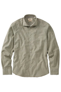 Italian Twill Flannel Long Sleeve Sport Shirt in Olive by Borgo28