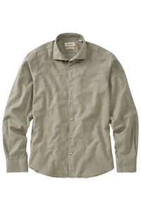 Italian Twill Flannel Long Sleeve Sport Shirt in Olive by Borgo28