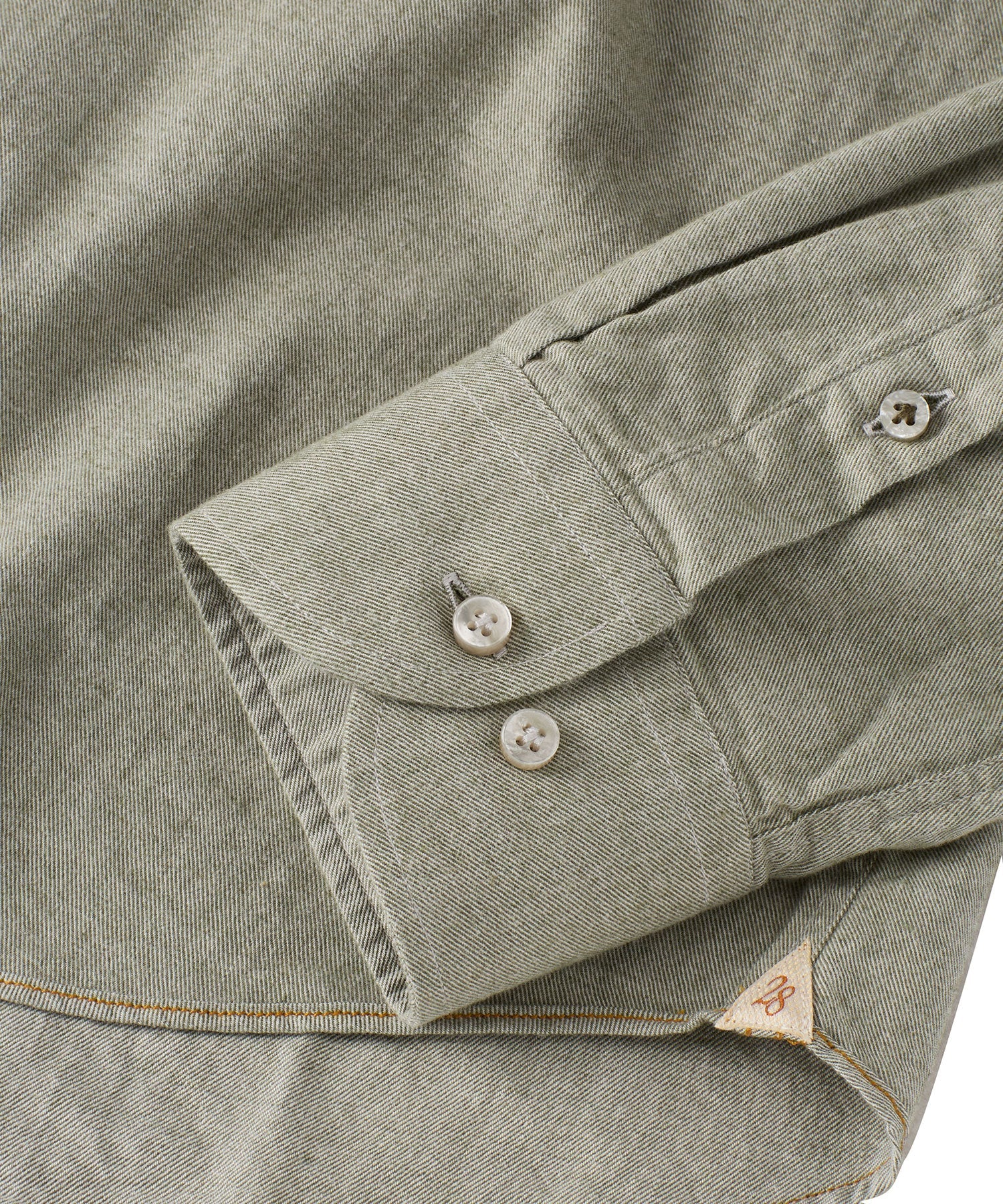 Italian Twill Flannel Long Sleeve Sport Shirt in Olive by Borgo28