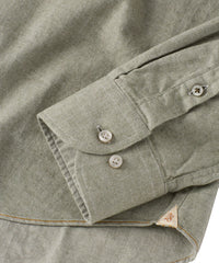 Italian Twill Flannel Long Sleeve Sport Shirt in Olive by Borgo28