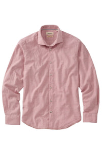 Italian Twill Flannel Long Sleeve Sport Shirt in Light Pink by Borgo28