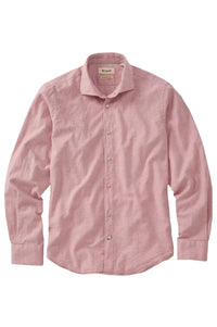Italian Twill Flannel Long Sleeve Sport Shirt in Light Pink by Borgo28