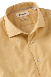 Italian Twill Flannel Long Sleeve Sport Shirt in Yellow by Borgo28