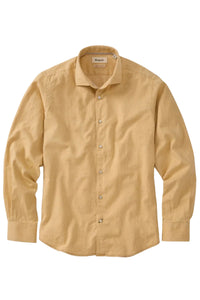 Italian Twill Flannel Long Sleeve Sport Shirt in Yellow by Borgo28