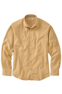 Italian Twill Flannel Long Sleeve Sport Shirt in Yellow by Borgo28