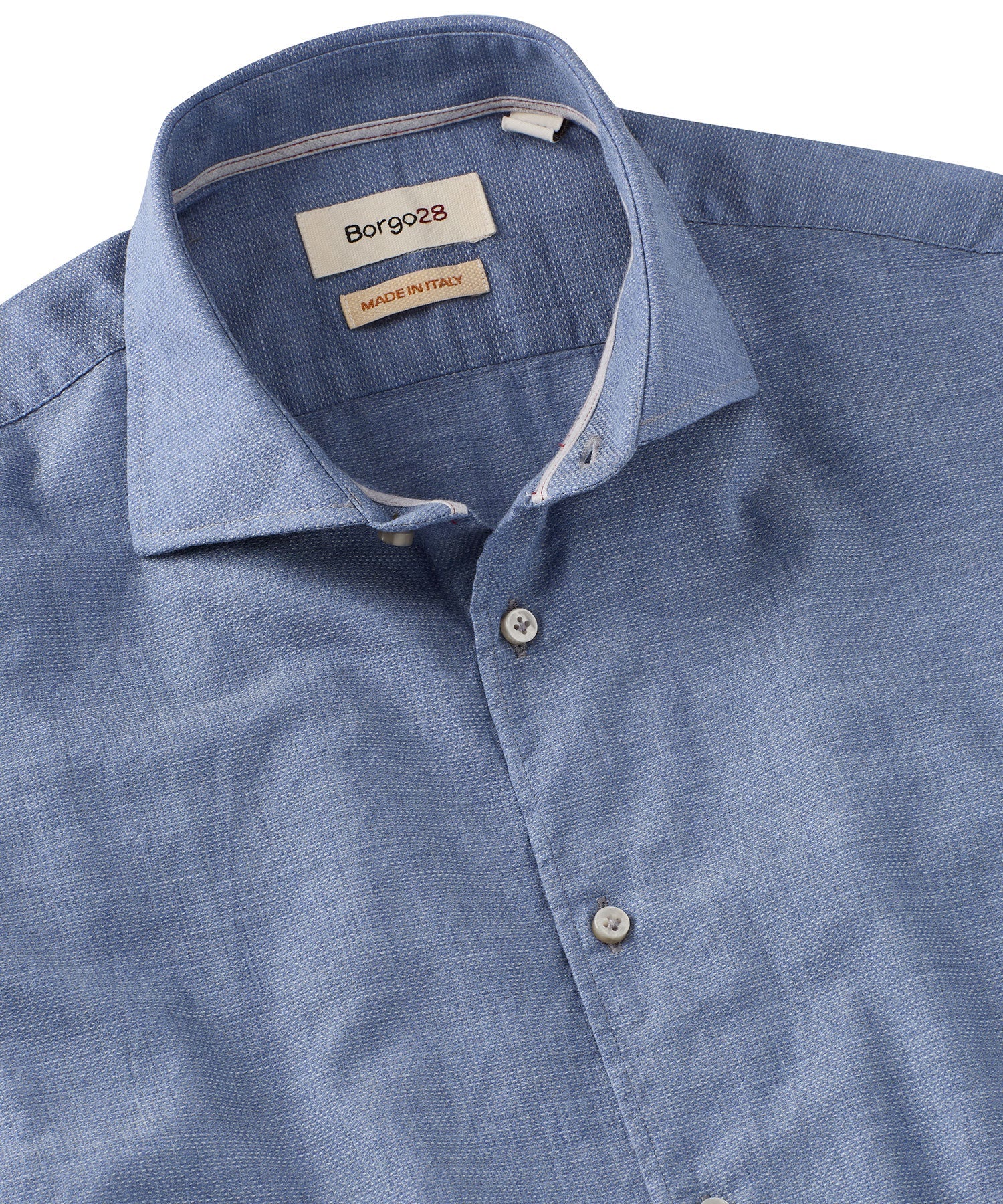 Italian Mélange Birdseye Long Sleeve Sport Shirt in Choice of Colors by Borgo28