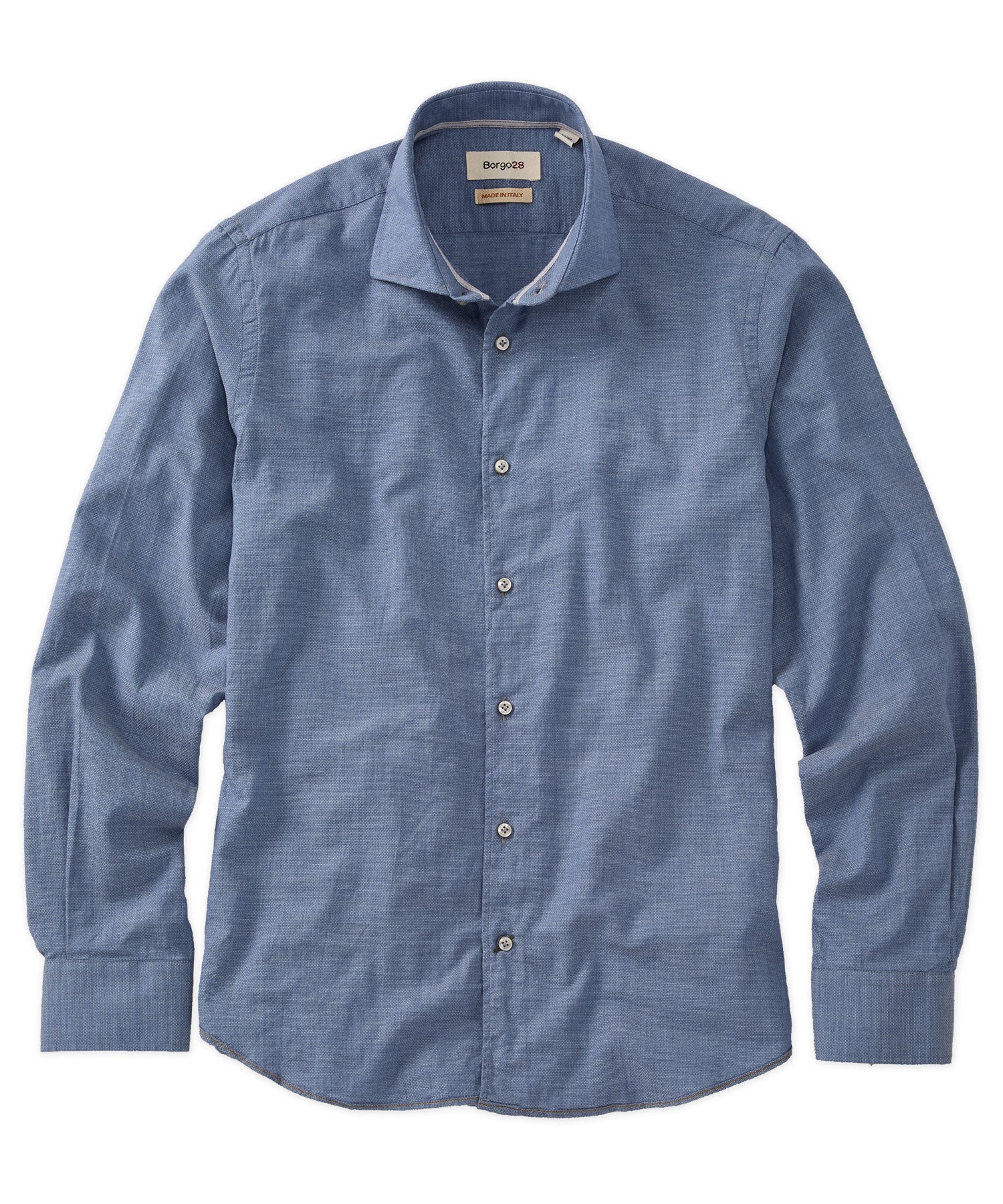 Italian Mélange Birdseye Long Sleeve Sport Shirt in Choice of Colors by Borgo28