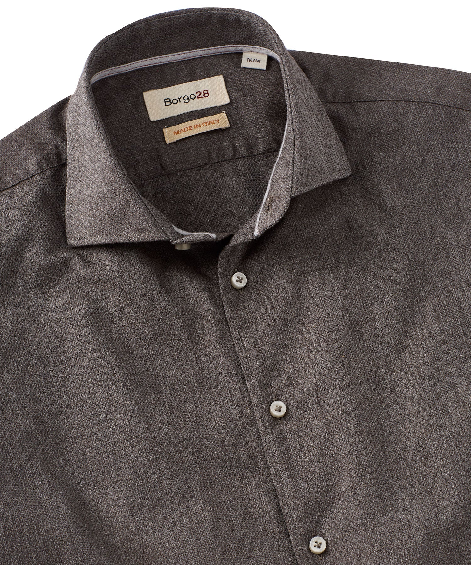 Italian Mélange Birdseye Long Sleeve Sport Shirt in Choice of Colors by Borgo28