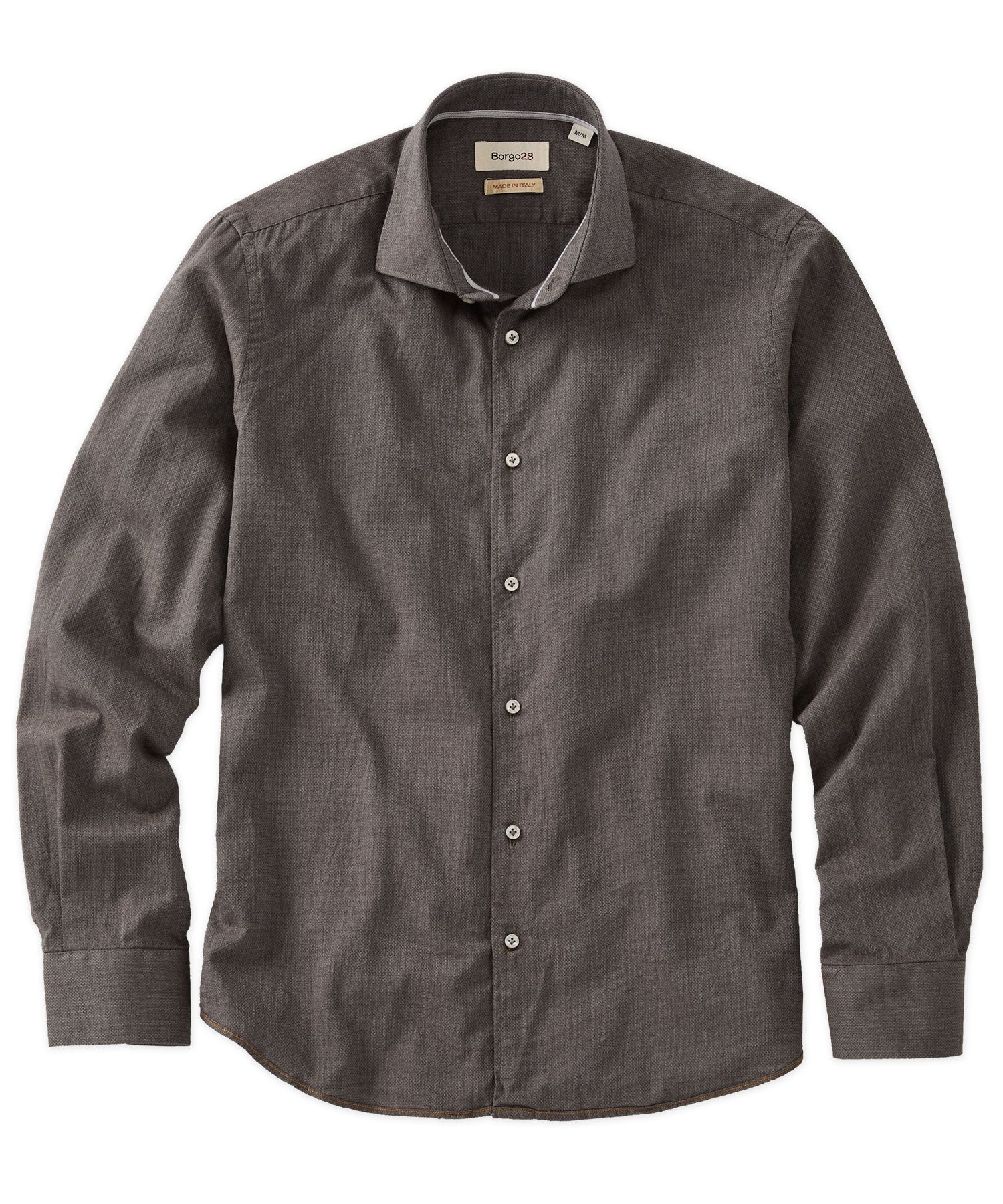 Italian Mélange Birdseye Long Sleeve Sport Shirt in Choice of Colors by Borgo28