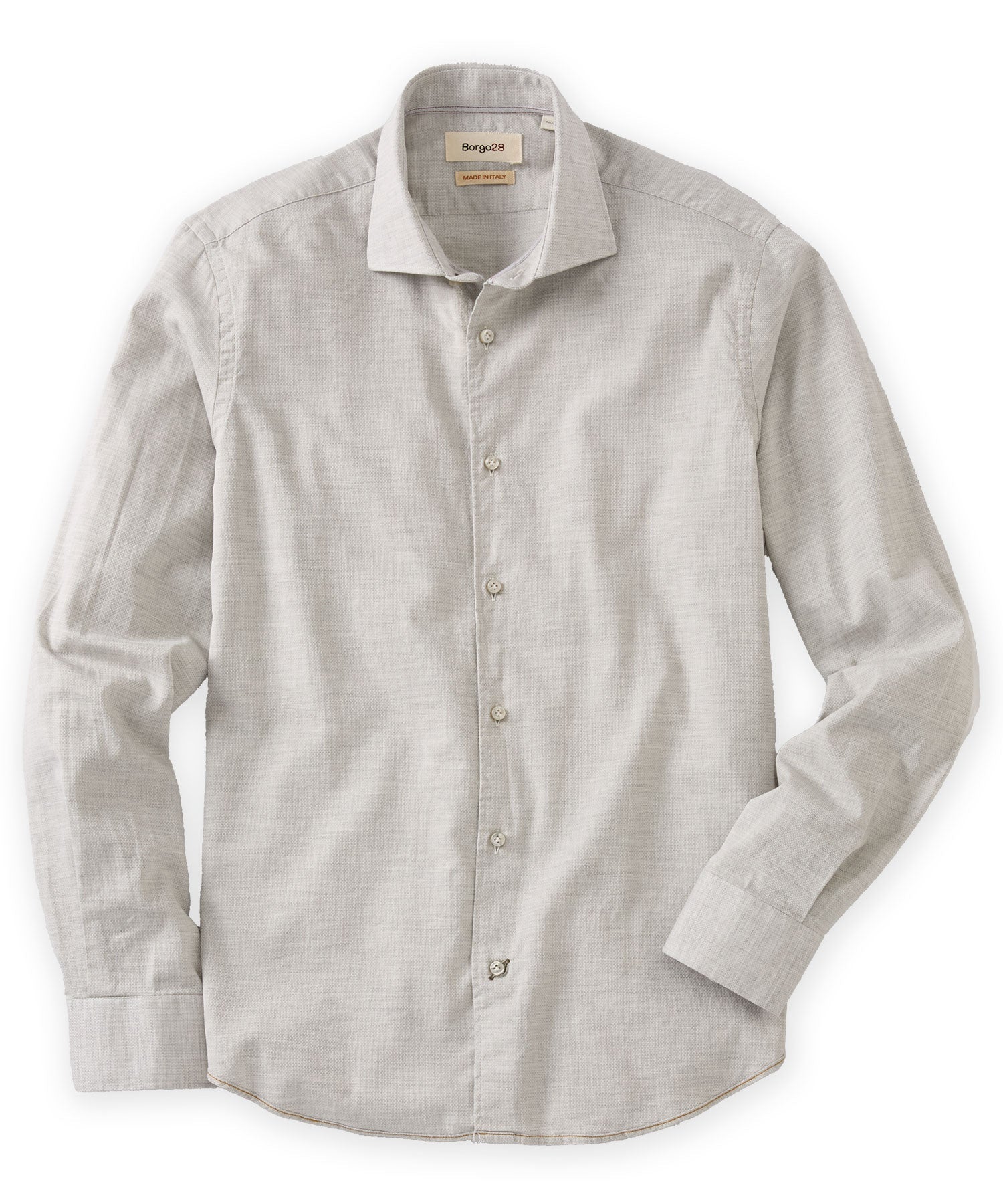 Italian Mélange Birdseye Long Sleeve Sport Shirt in Choice of Colors by Borgo28