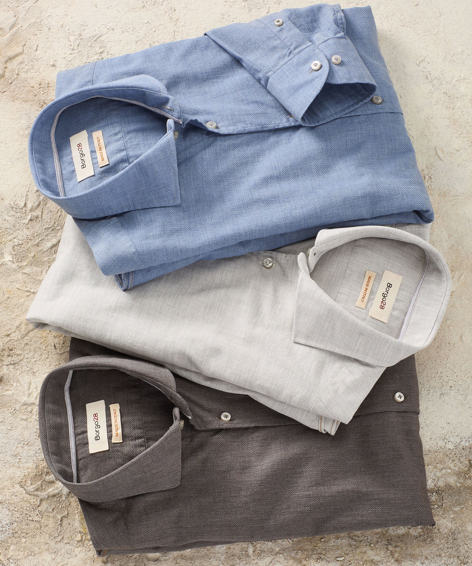 Italian Mélange Birdseye Long Sleeve Sport Shirt in Choice of Colors by Borgo28
