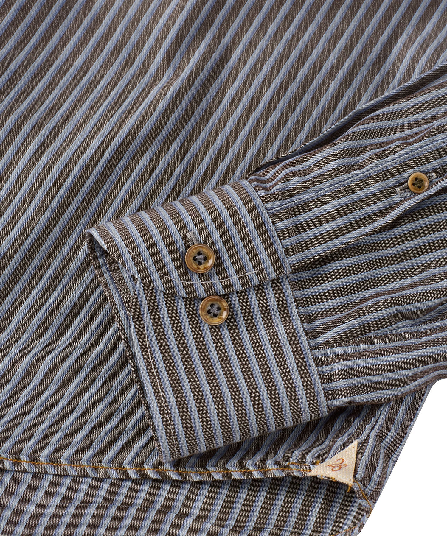 Italian Principe Stripe Long Sleeve Sport Shirt in Blue/Brown by Borgo28