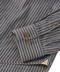 Italian Principe Stripe Long Sleeve Sport Shirt in Blue/Brown by Borgo28