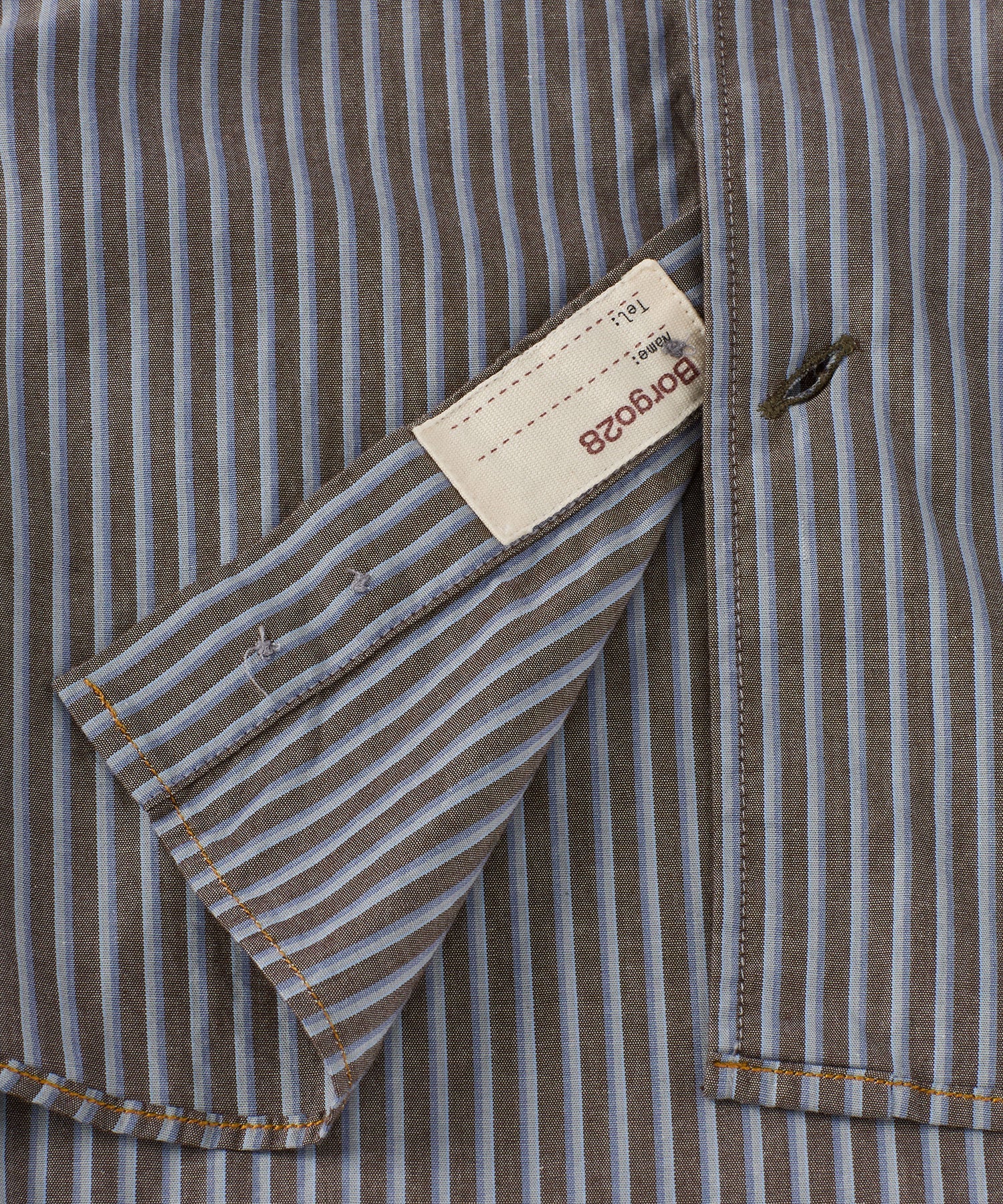 Italian Principe Stripe Long Sleeve Sport Shirt in Blue/Brown by Borgo28